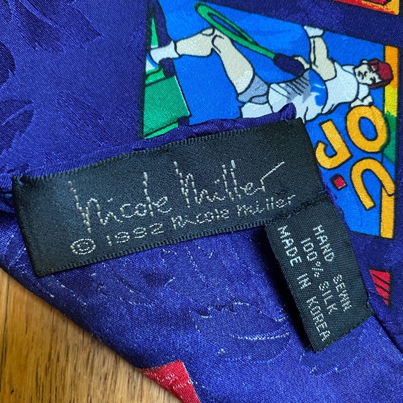 Vintage Nicole Miller Silk Scarf 42" US Open Tennis Collectible 1992 Rare - Picture 16 of 16